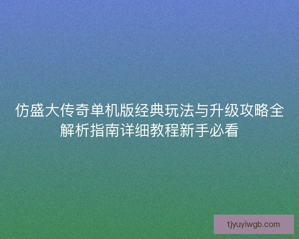 仿盛大传奇单机版经典玩法与升级攻略全解析指南详细教程新手必看